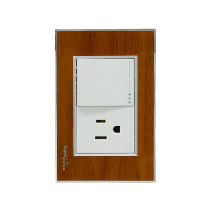 Placa 1 apagador escalera/2 contactos blanca push Solaris L-61-2