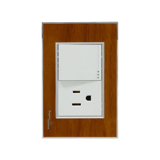 Placa 1 apagador escalera/2 contactos blanca push Solaris L-61-2