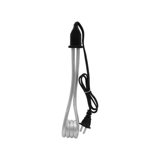 Calentador de inmersión portátil con elemento calefactor metálico y cable negro, para calentar agua o líquidos