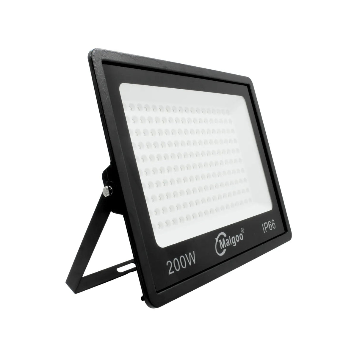 Reflector LED 200W Maigoo IP66 negro para iluminación exterior potente y resistente