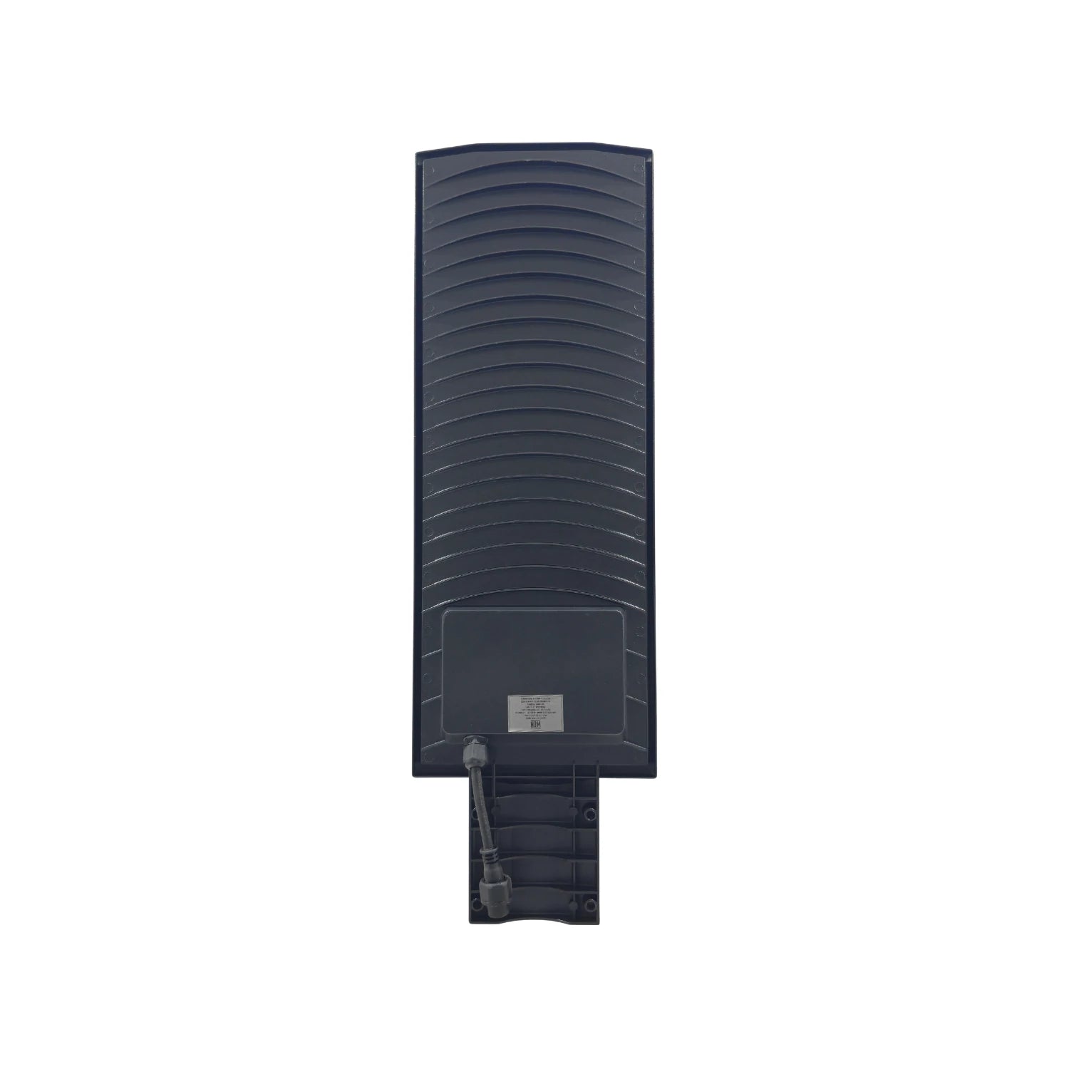 Lámpara suburbana LED 300W gris oscuro con aletas disipadoras y entrada de cable para alumbrado exterior.