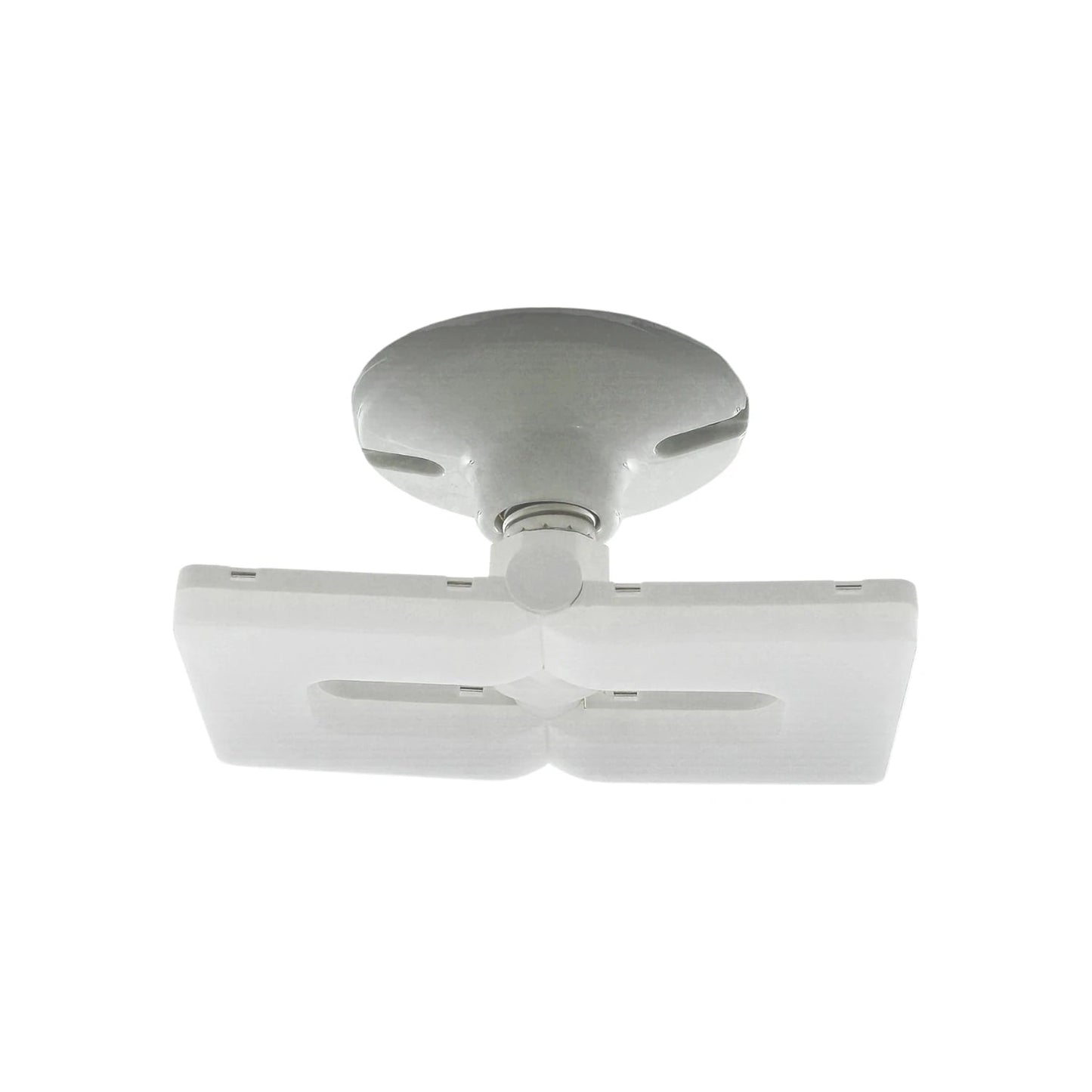 Lámpara LED plegable de 48W con 4 paneles ajustables, base gris y difusores blancos para garaje