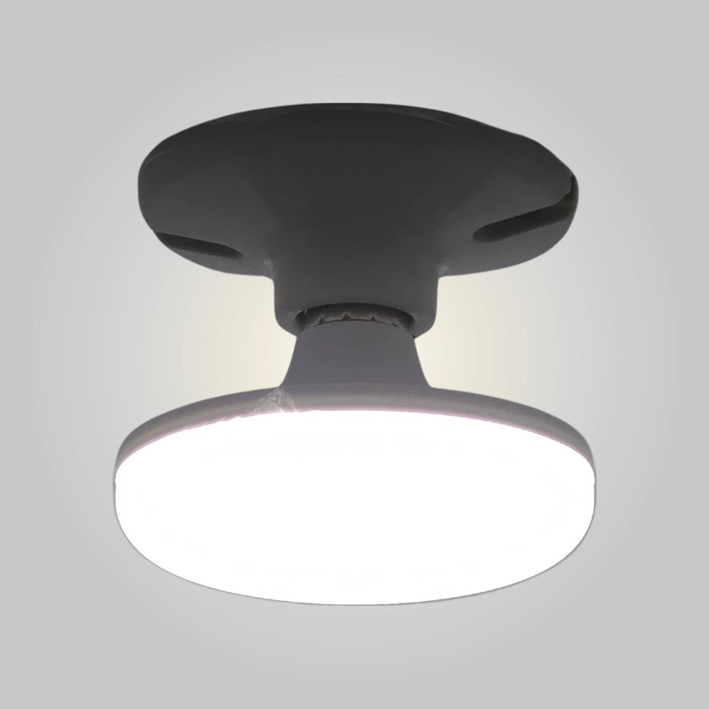 Plafón LED de techo redondo 18W, luz blanca brillante, base gris oscuro, ideal para iluminación moderna.