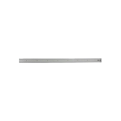 Barra de luz LED lineal blanca, con múltiples chips y perfil delgado gris, para iluminación interior.