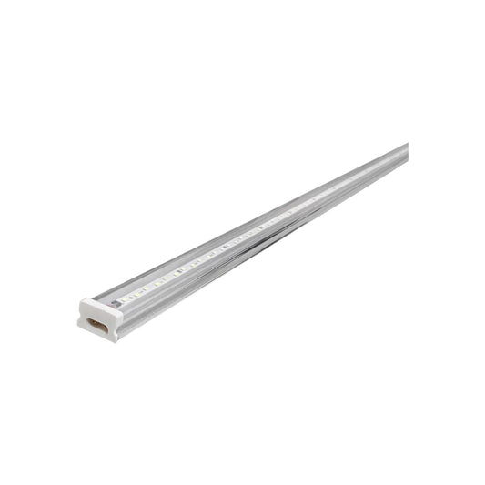 Lámpara de tubo LED transparente de perfil bajo, con chips blancos y base de aluminio para talleres y garajes.