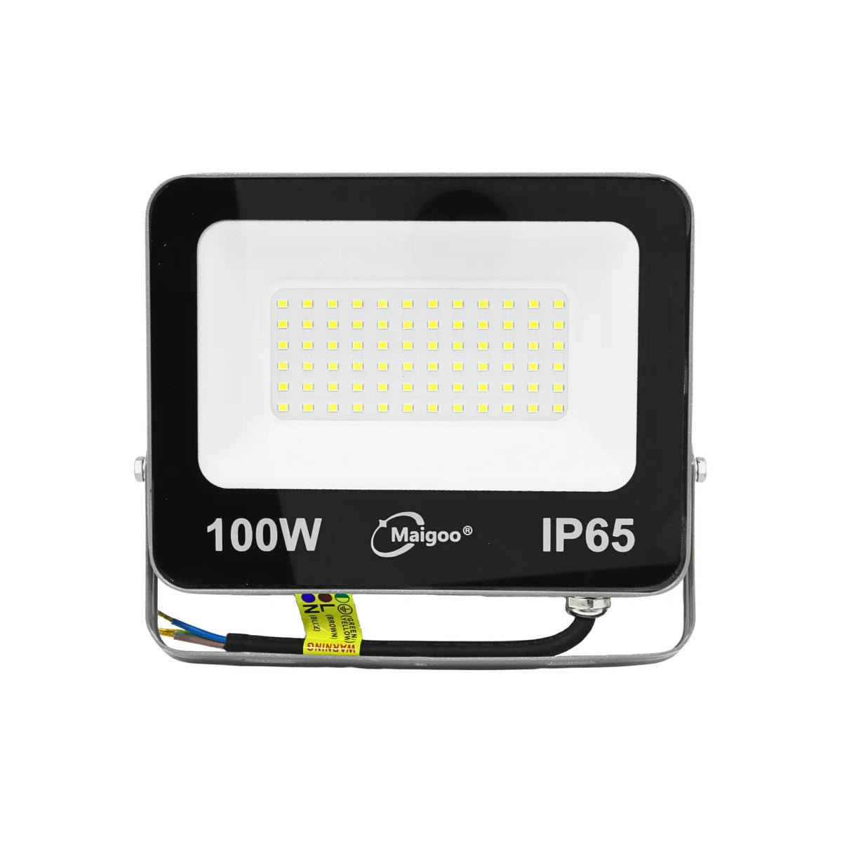 Reflector LED 100W Maigoo IP65 negro para iluminación exterior resistente al agua con soporte ajustable