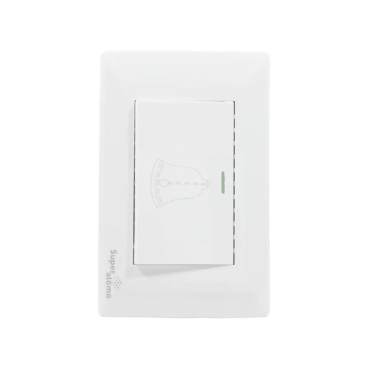 Placa de botón para timbre Super átomo blanco con indicador LED, pulsador de campanilla para instalación eléctrica