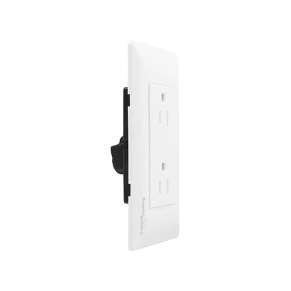 Placa de 2 contactos Super átomo blanca, tomacorriente doble para pared