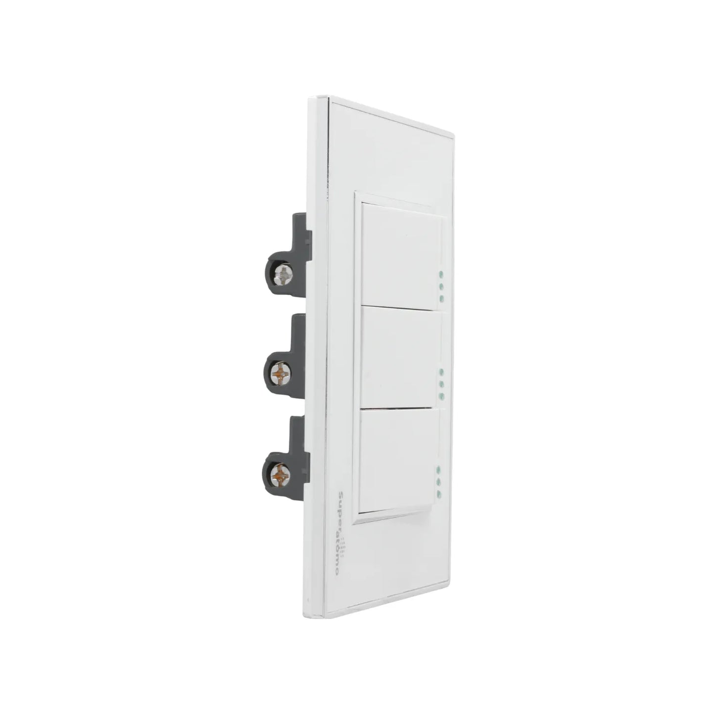 Placa triple apagador de escalera Super átomo blanca, interruptores de luz con indicadores LED