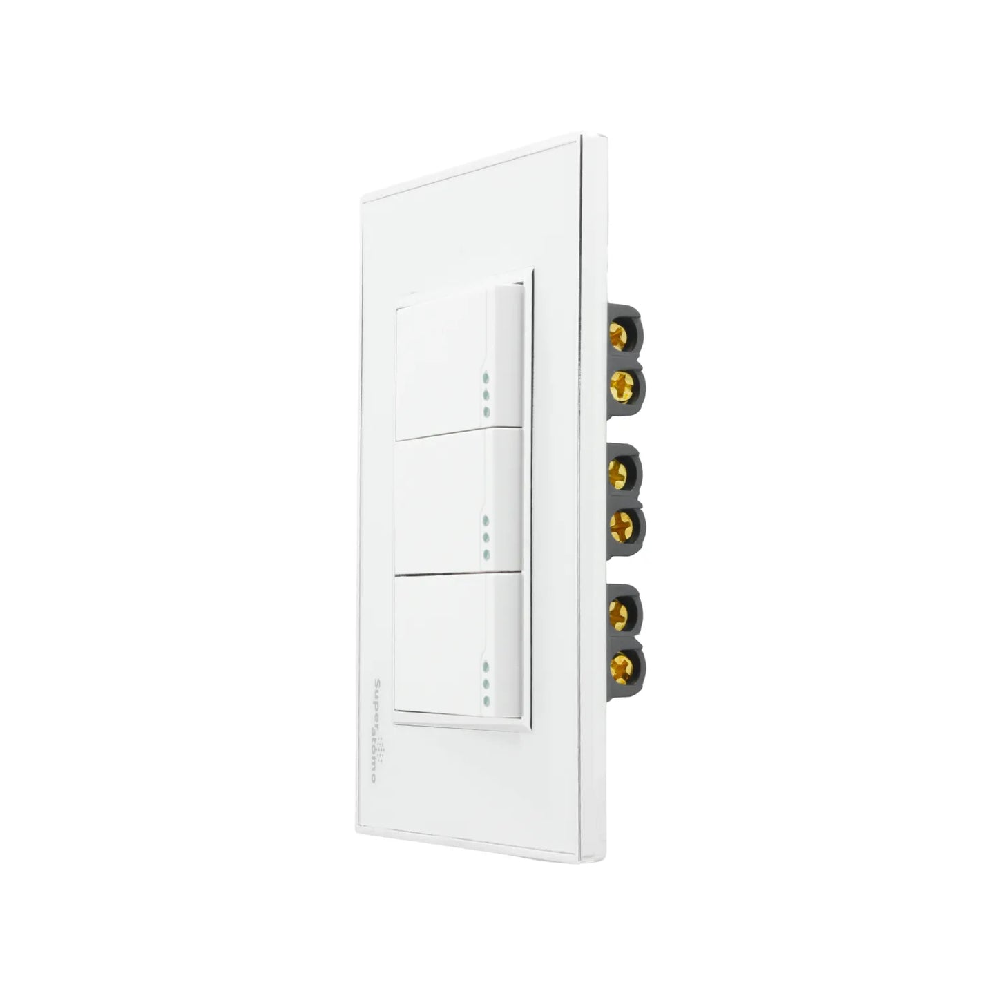 Placa Super átomo blanca para 3 apagadores de escalera, interruptores de pared con indicadores LED