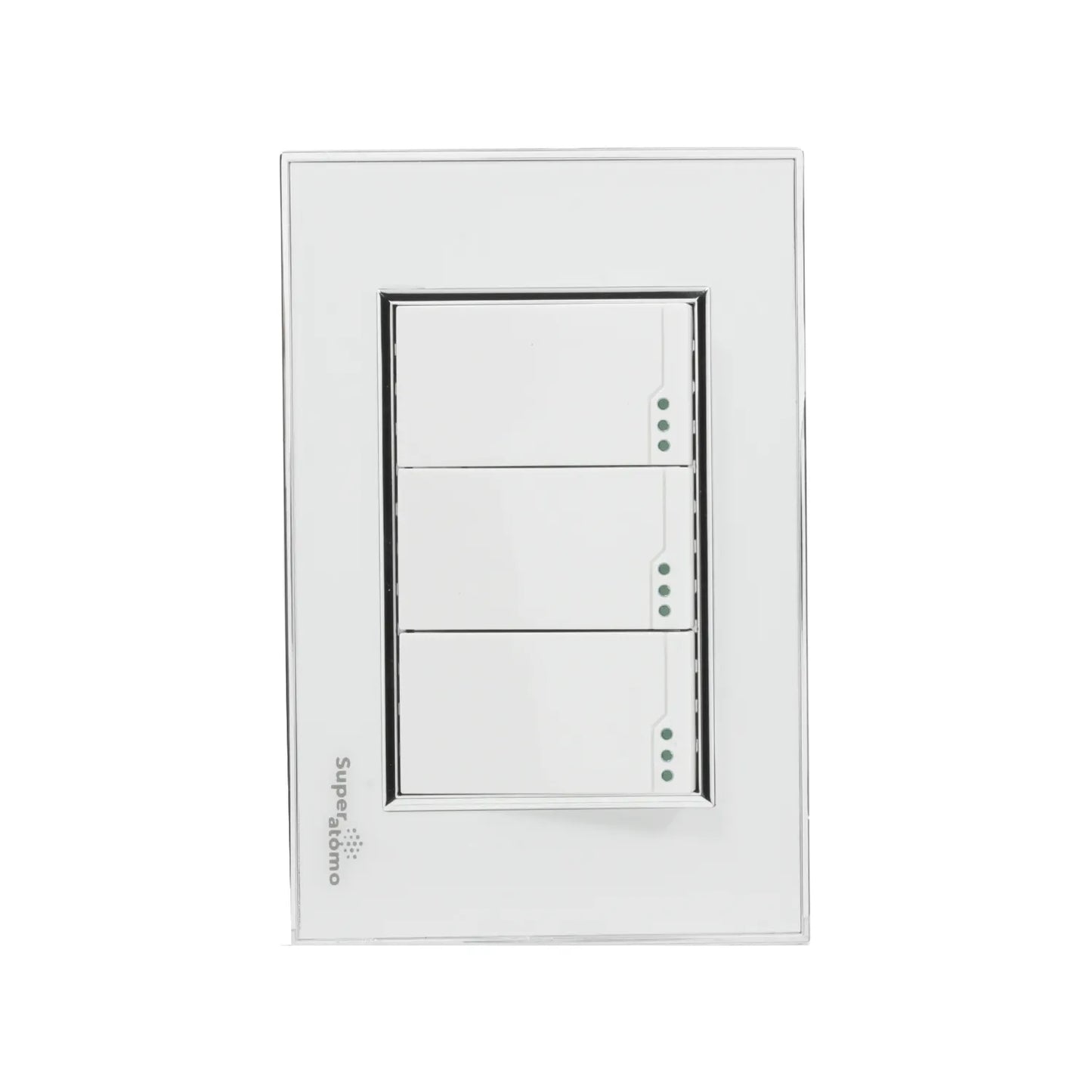 Placa blanca Super átomo con 3 apagadores de escalera e indicadores LED