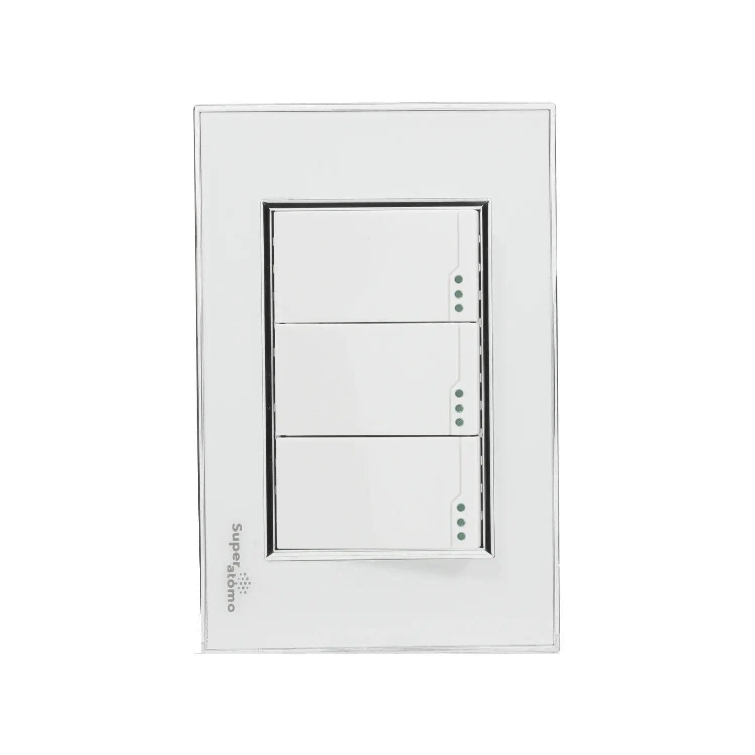 Placa blanca Super átomo con 3 apagadores de escalera e indicadores LED