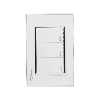 Placa blanca Super átomo con 3 apagadores de escalera e indicadores LED