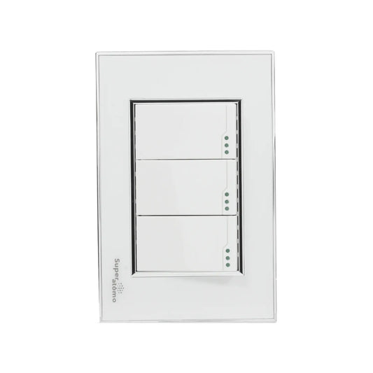 Placa blanca Super átomo con 3 apagadores de escalera e indicadores LED
