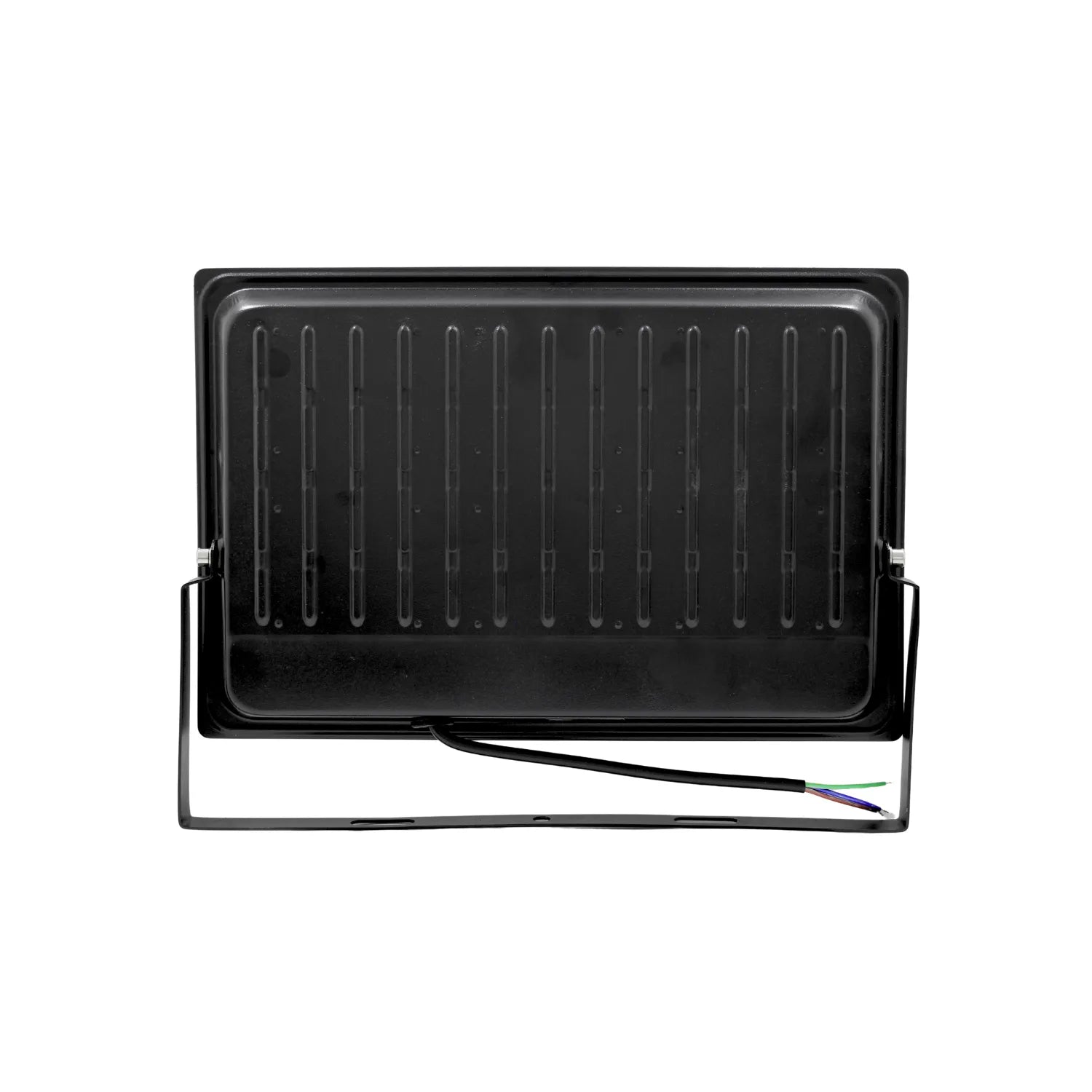 Reflector LED para exterior negro con soporte ajustable y cable de conexión vista posterior