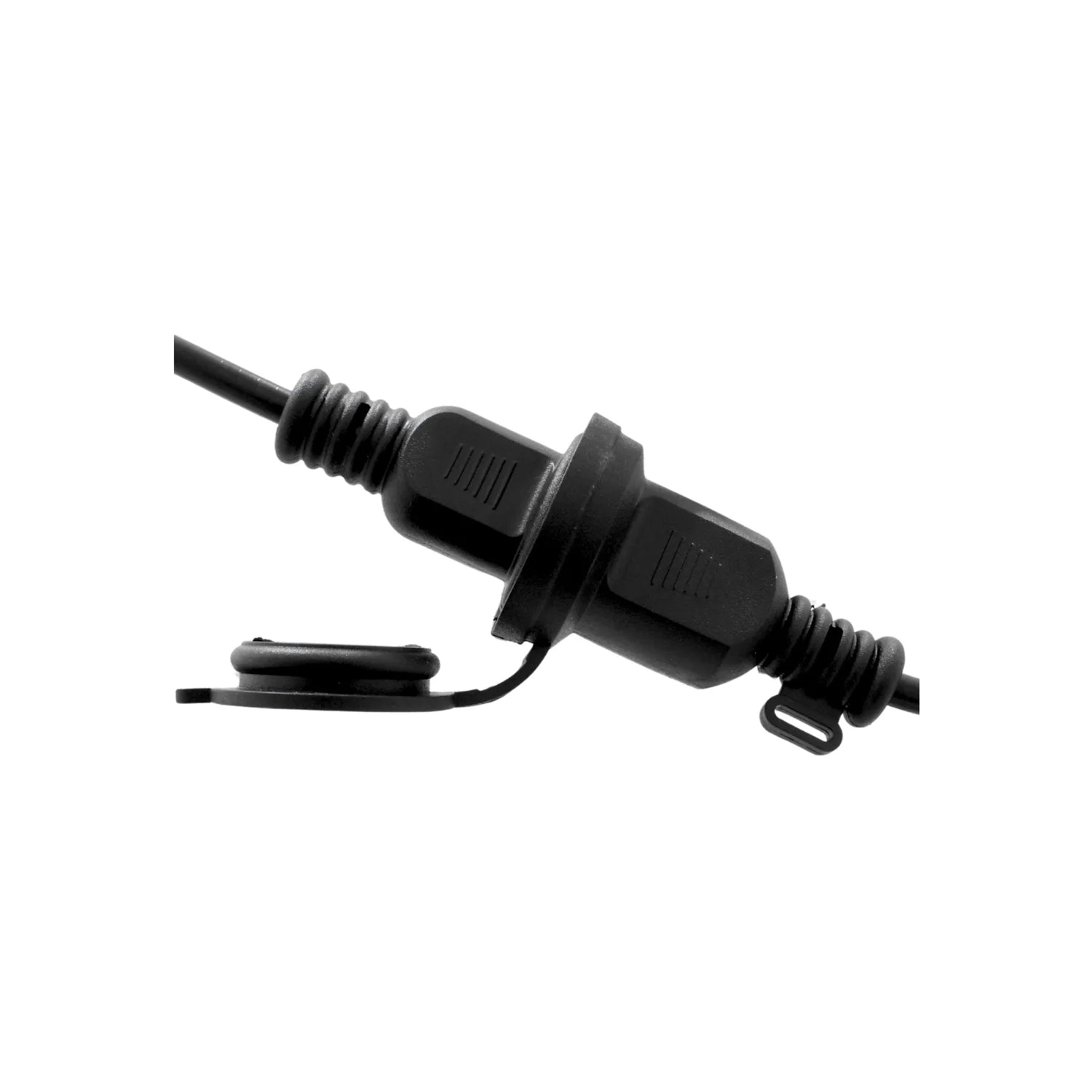 Conector SAE de 2 pines impermeable con tapa protectora negra para carga de baterías y sistemas solares
