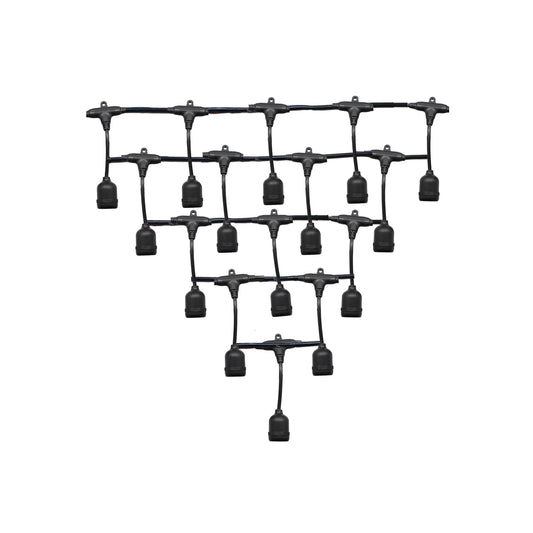 Cable negro para guirnalda de luces exterior con soquetes colgantes resistentes al agua para jardín y terraza
