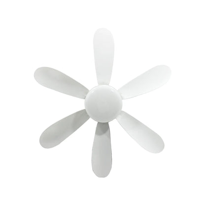 Ventilador de techo blanco de 6 aspas redondeadas con diseño moderno y minimalista para interiores
