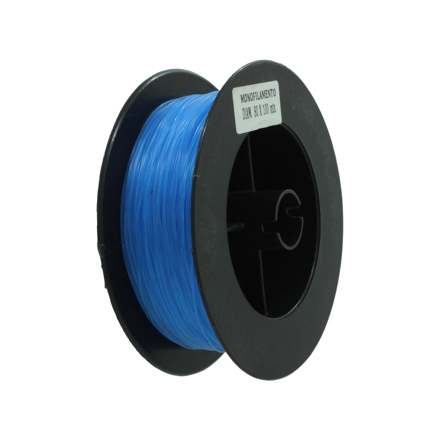 Hilo de pescar monofilamento azul .80mm x 100m en carrete negro