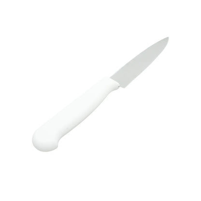 Cuchillo de cocina con mango blanco, hoja de acero inoxidable, para picar, pelar y cortes precisos