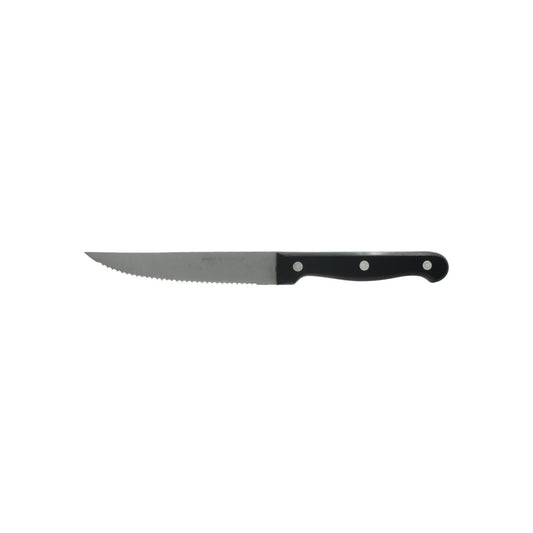 Cuchillo de sierra Mark's Knife con mango de plástico negro, hoja metálica serrada para carne