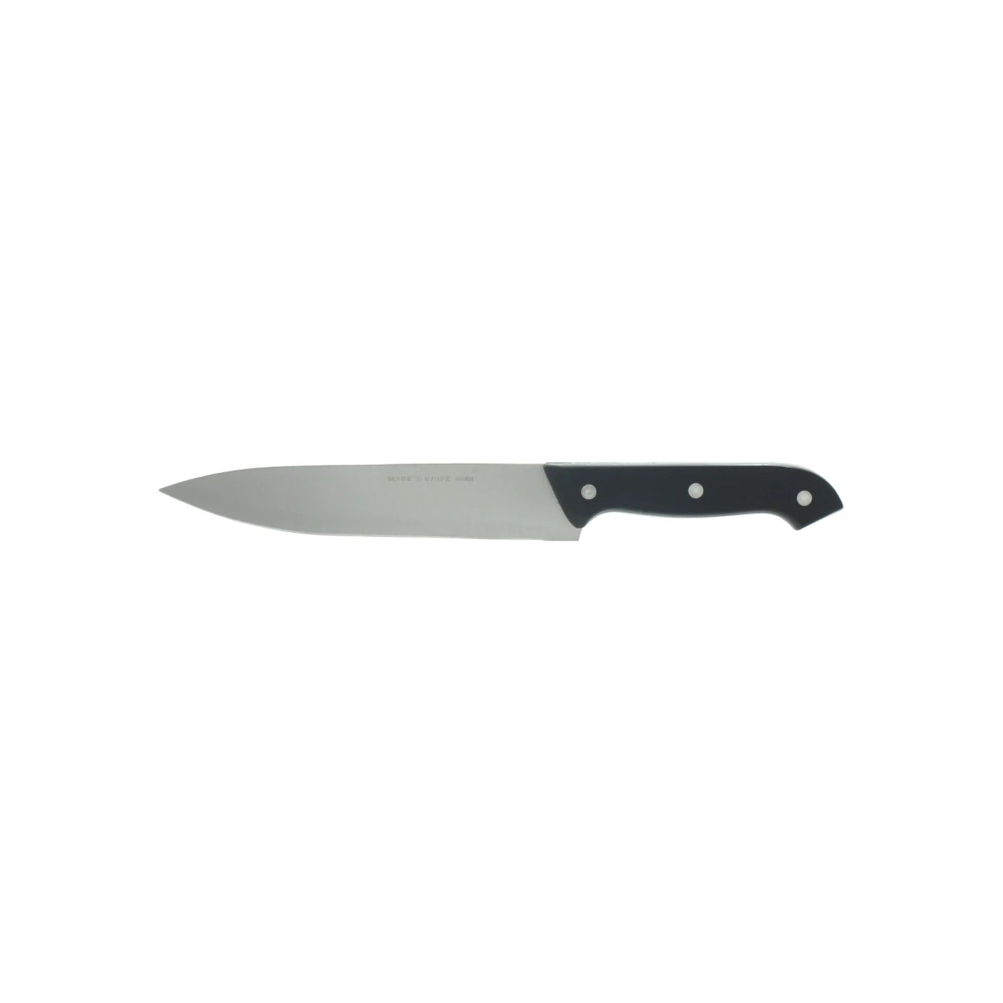 Cuchillo de cocina Mark's Knife con hoja de acero inoxidable y mango de plástico negro