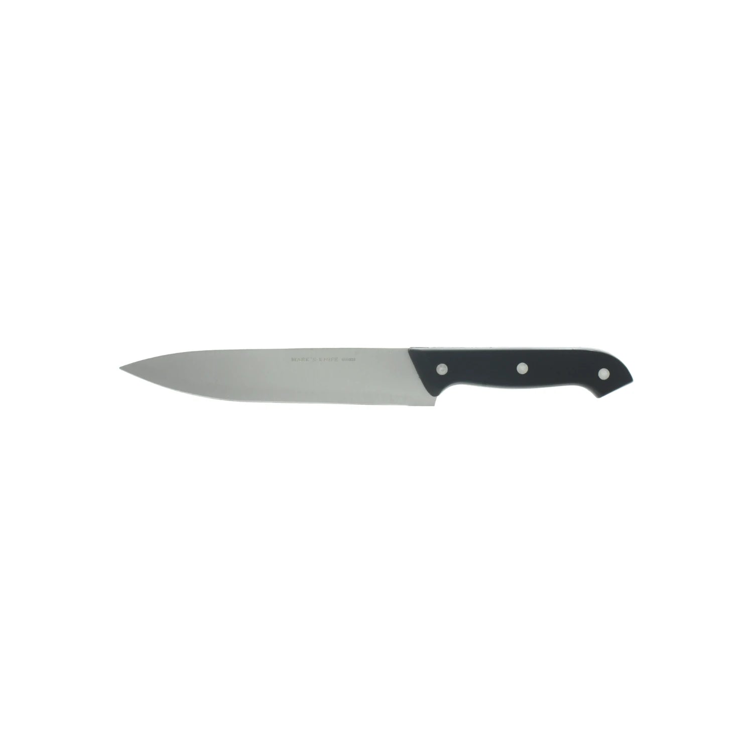 Cuchillo de cocina Mark's Knife con hoja de acero inoxidable y mango de plástico negro