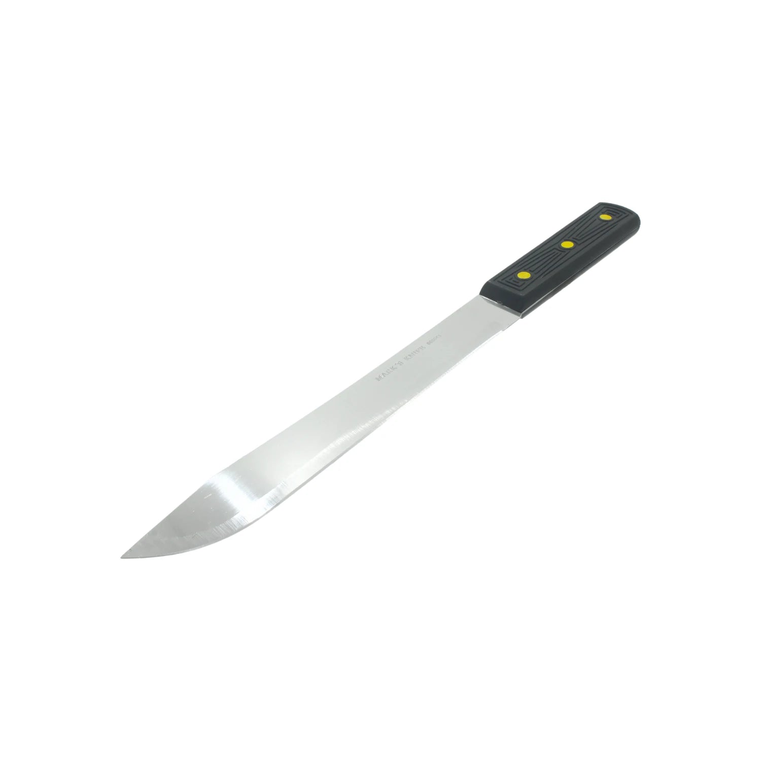 Cuchillo de cocina Mark's Knife 8", hoja acero inoxidable y mango de plástico negro con remaches amarillos