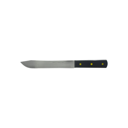 Cuchillo cebollero Mark's Knife 8 pulgadas, hoja de acero inoxidable, mango de plástico negro con remaches amarillos