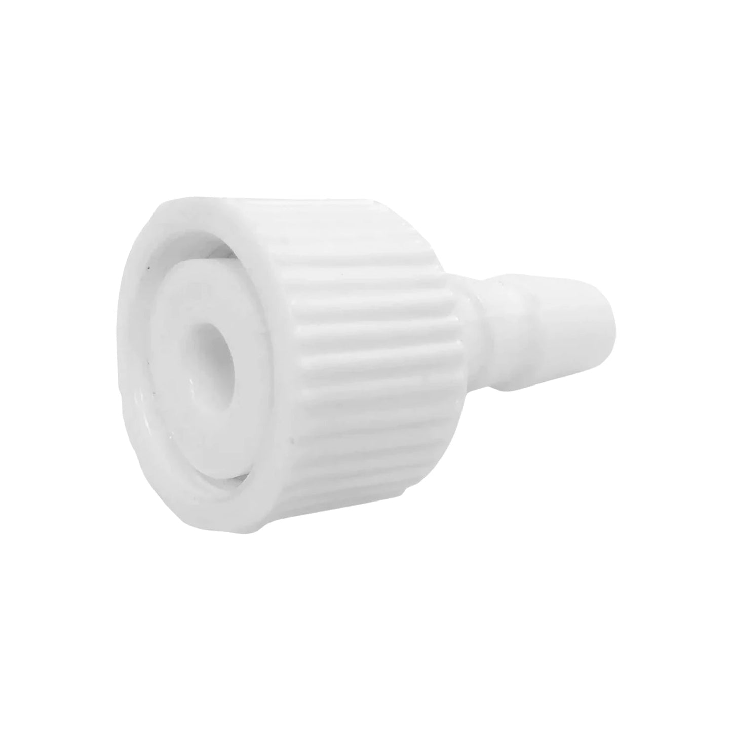 Conector hembra de plástico blanco 1/2 pulgada para manguera con rosca y espiga