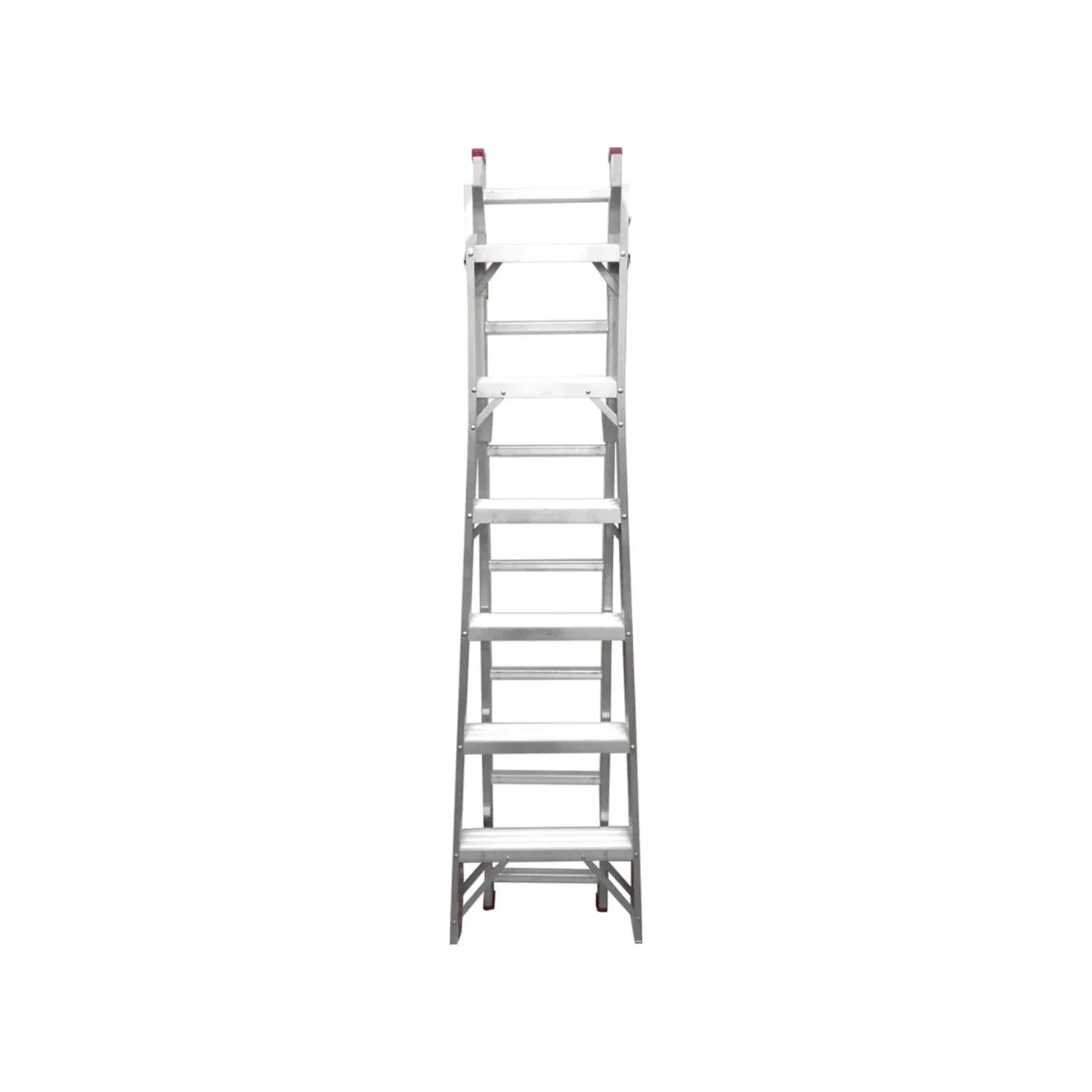 Escalera de aluminio multiusos tijera y extensión 13 peldaños, 3.98m de altura