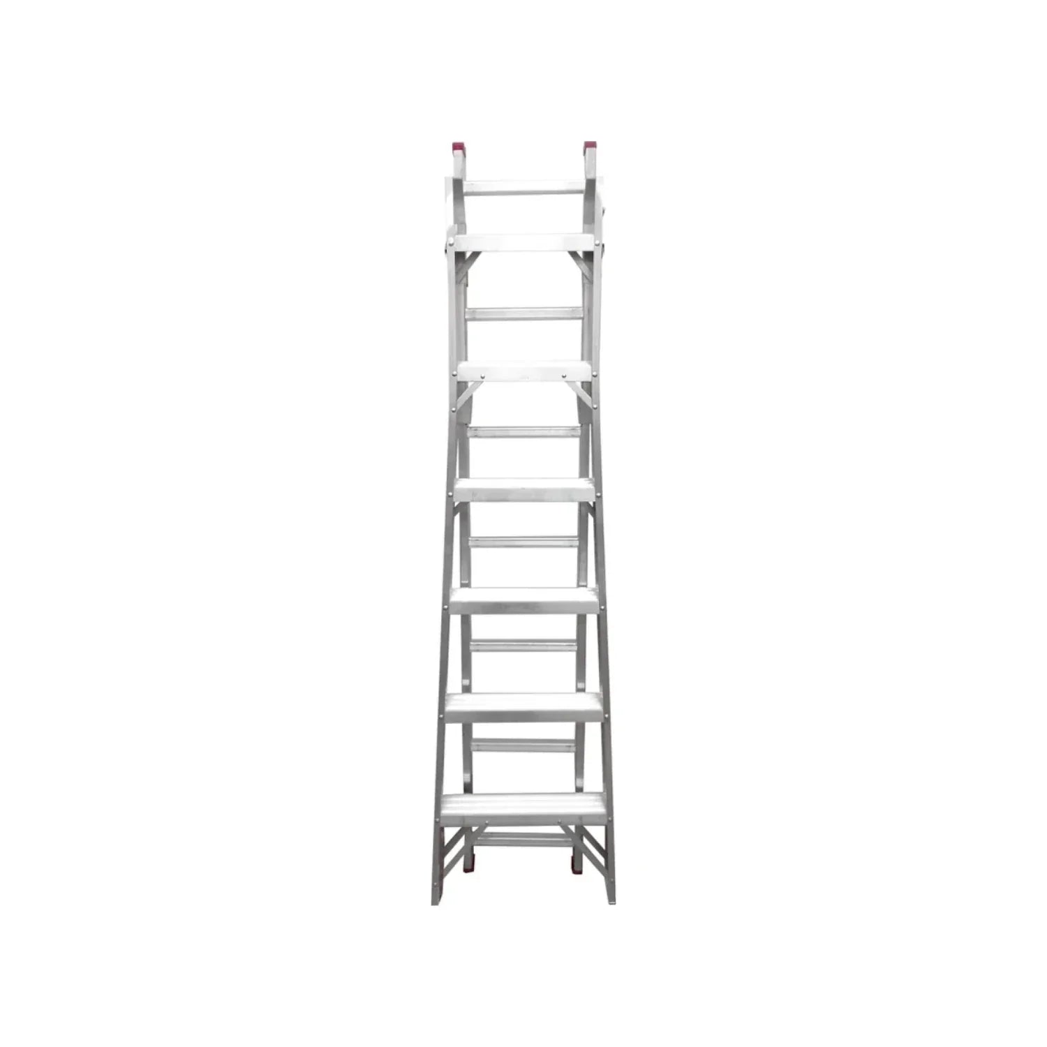 Escalera de aluminio multiusos tijera y extensión 13 peldaños, 3.98m de altura