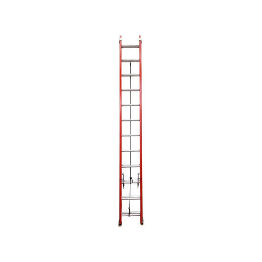 Escalera de extensión roja de fibra de vidrio 7.31m con 24 peldaños, segura para trabajos en altura