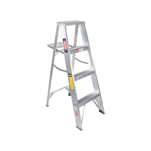 Escalera de tijera Akron de aluminio, 3 peldaños, 91 cm de altura, plegable y ligera para el hogar