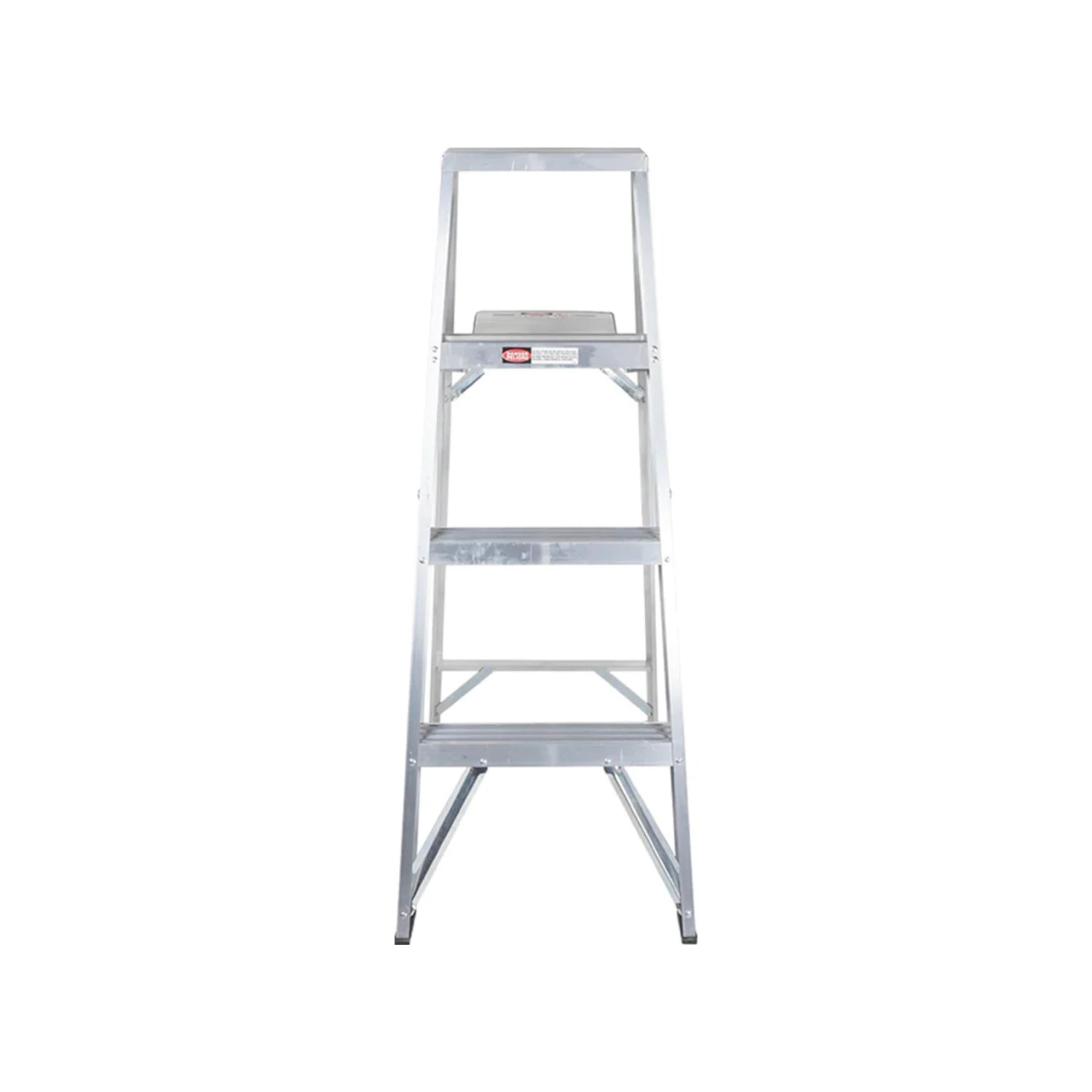 Escalera de tijera de aluminio 3 peldaños con plataforma superior, ligera y plegable para hogar y trabajo.