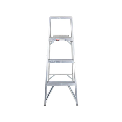 Escalera de tijera de aluminio 3 peldaños con plataforma superior, ligera y plegable para hogar y trabajo.