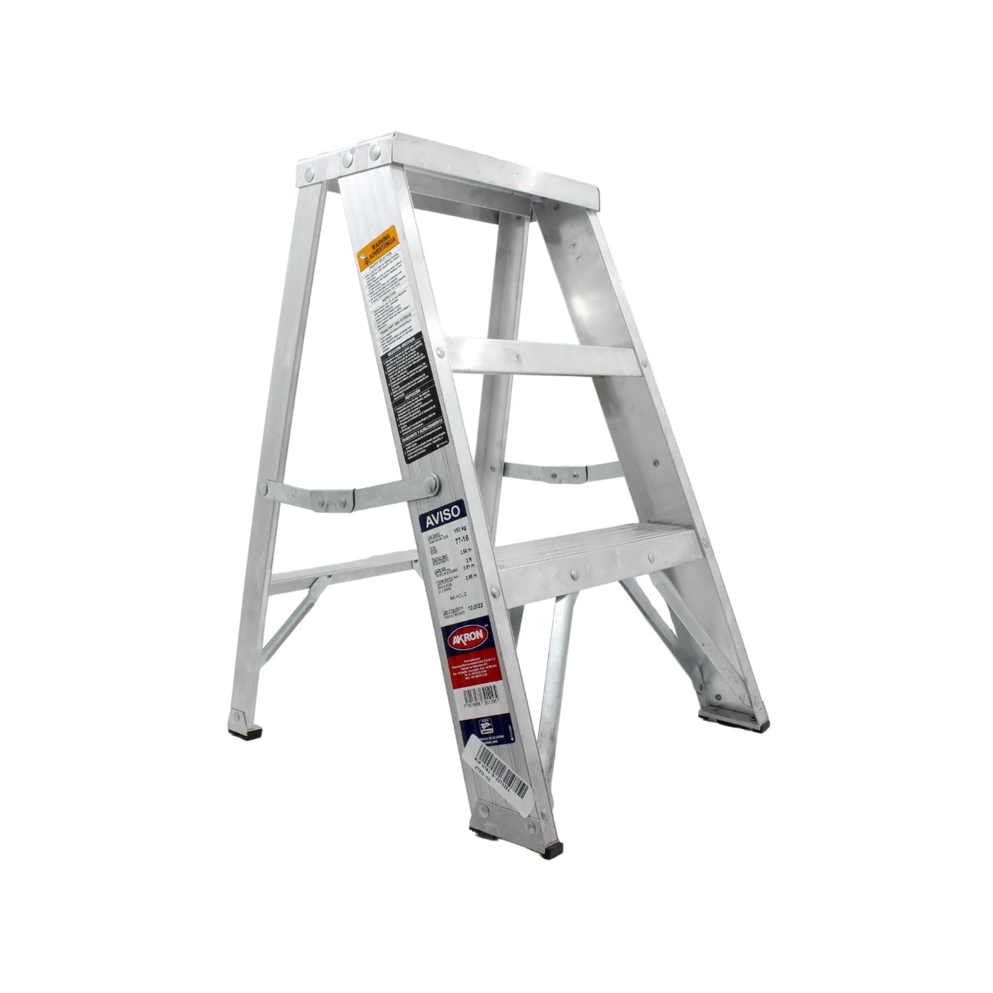Escalera tijera Akron 2 peldaños de aluminio, ligera y plegable para uso doméstico o trabajos ligeros