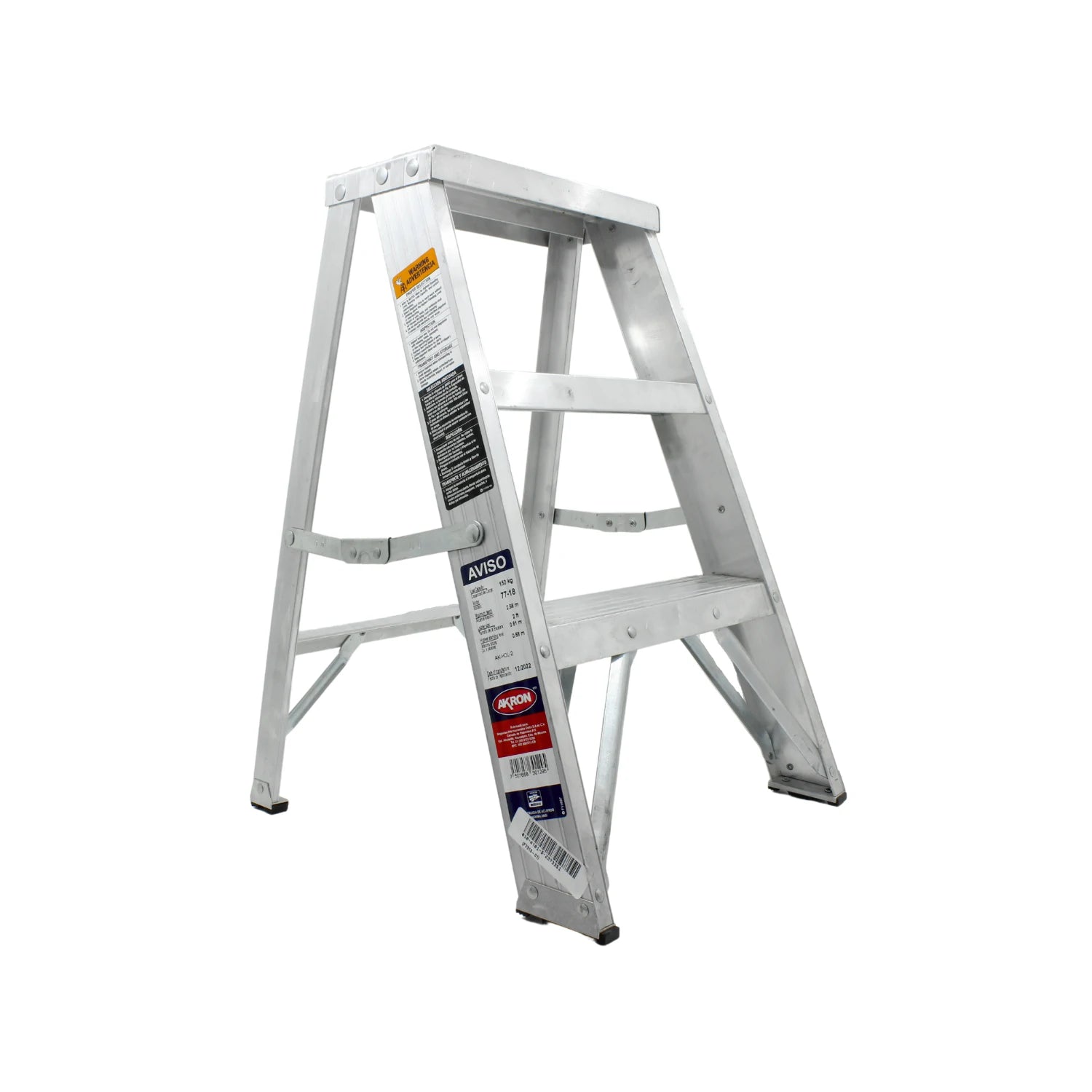Escalera tijera Akron 2 peldaños de aluminio, ligera y plegable para uso doméstico o trabajos ligeros