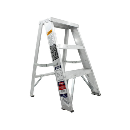 Escalera tijera Akron 2 peldaños de aluminio, ligera y plegable para uso doméstico o trabajos ligeros