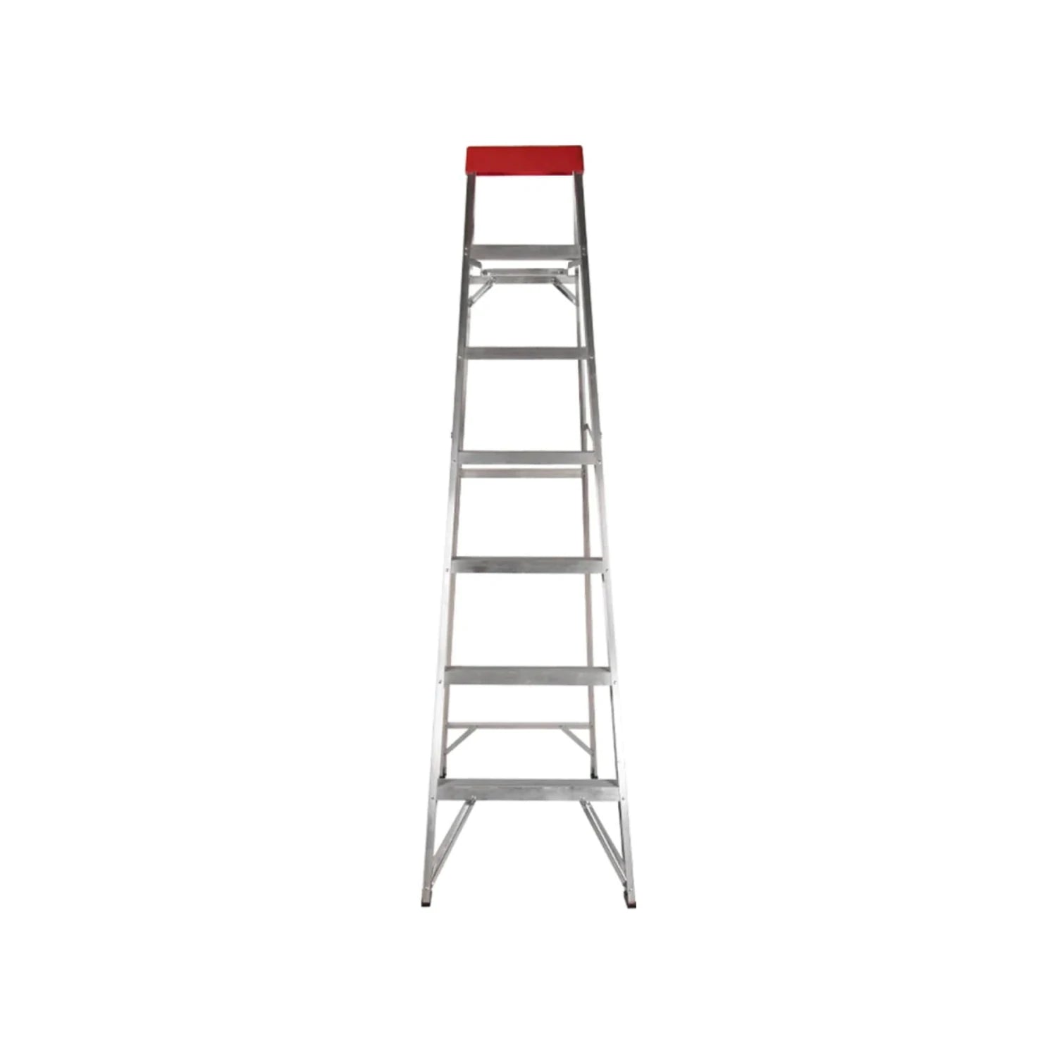 Escalera de tijera plegable de aluminio con 6 peldaños y tope rojo, para uso doméstico o profesional