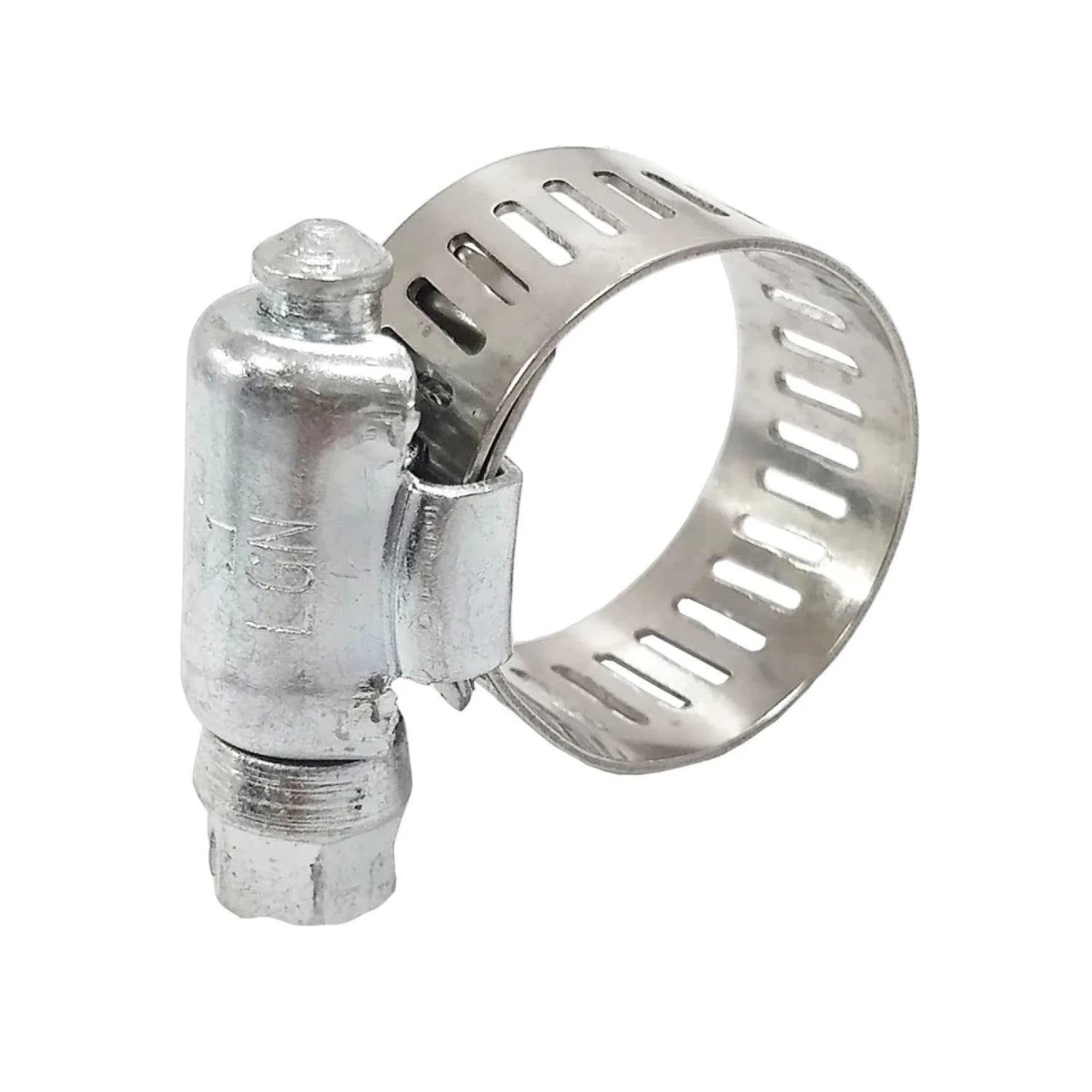 Abrazadera sin fin de acero galvanizado para mangueras, banda perforada y tornillo ajustable