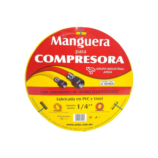 Manguera para compresora PVC 1/4"x15 m Arda amarilla