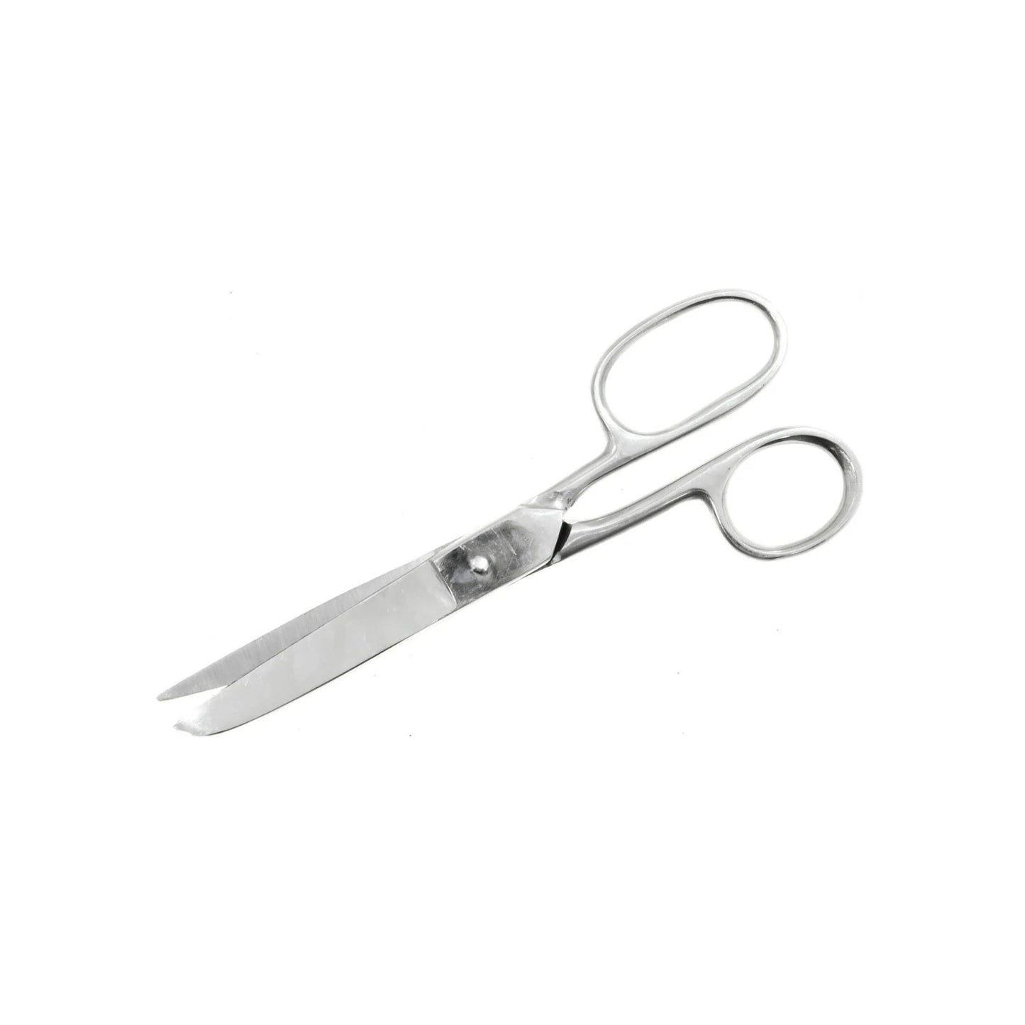 Tijeras de acero inoxidable plateadas para corte general, con ojo grande y mangos ergonómicos