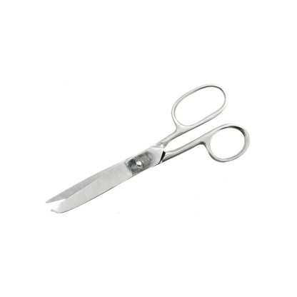 Tijeras de acero inoxidable plateadas para corte general, con ojo grande y mangos ergonómicos