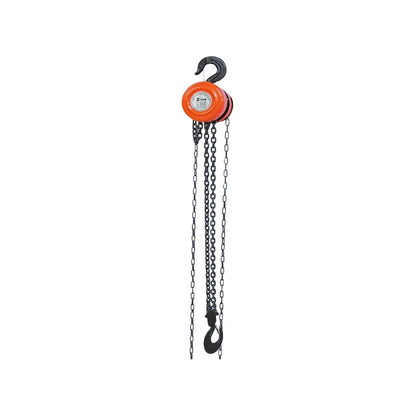 Garrucha de cadena manual naranja 2 toneladas con ganchos, para elevación de carga pesada.