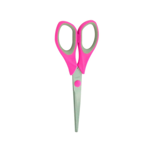 Tijeras de oficina Lobo, mango suave rosa fucsia y gris, para cortar papel y uso escolar