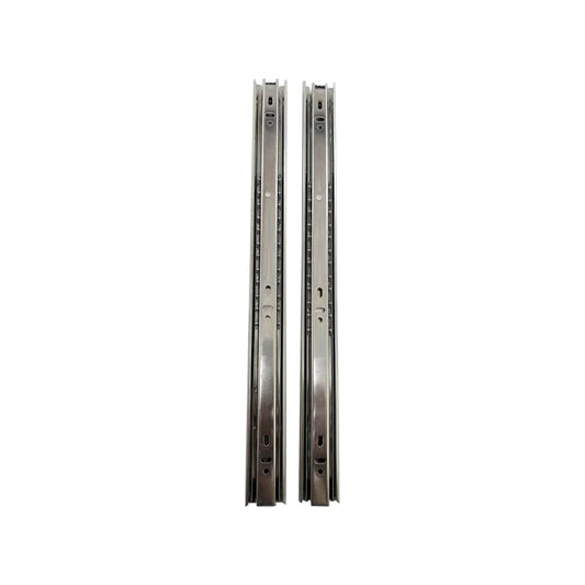 Guías correderas de cajón metálicas, extensión total, plateadas, par de 45 cm para muebles.