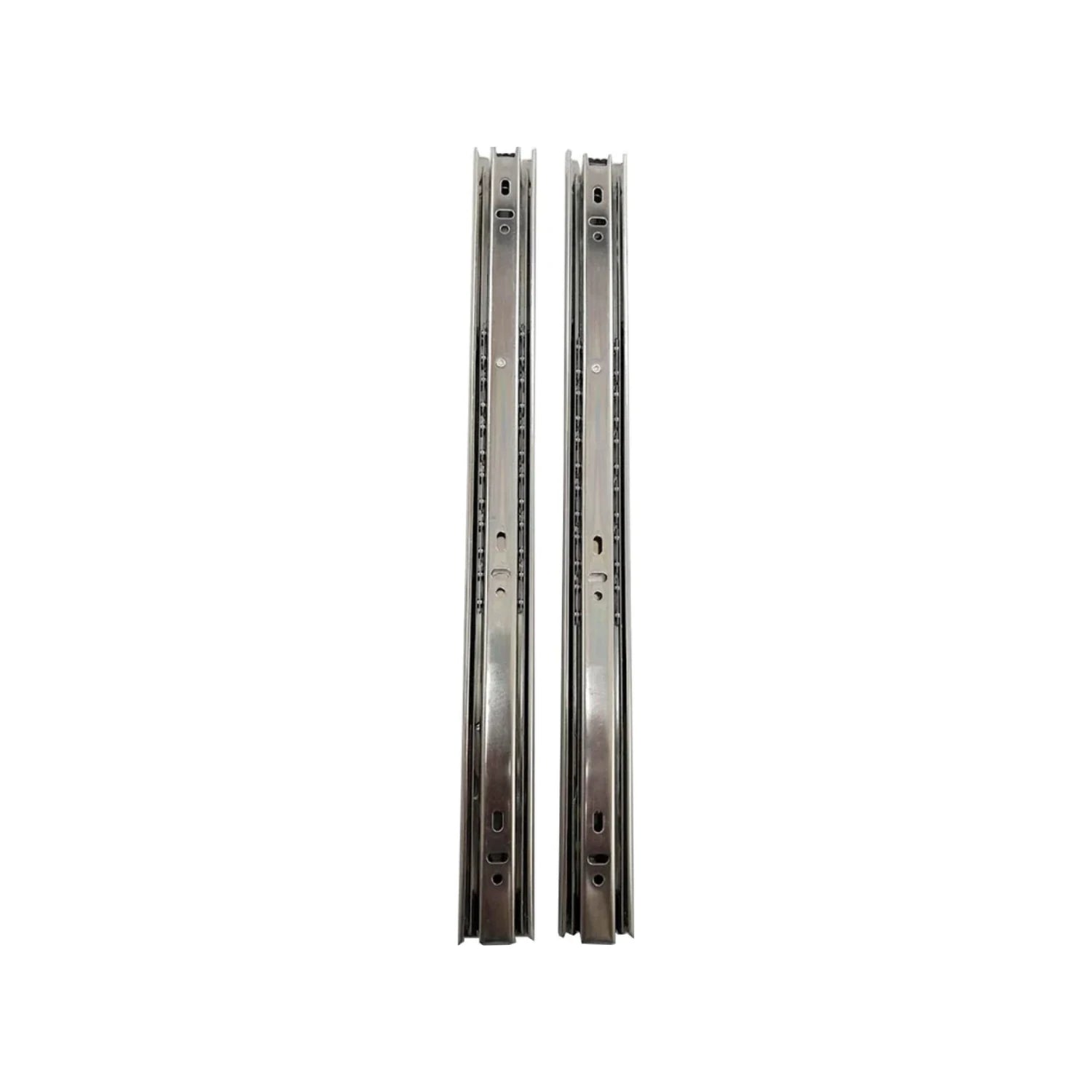 Correderas metálicas para cajones de 50 cm, extensión completa, acabado cromado, juego de 2