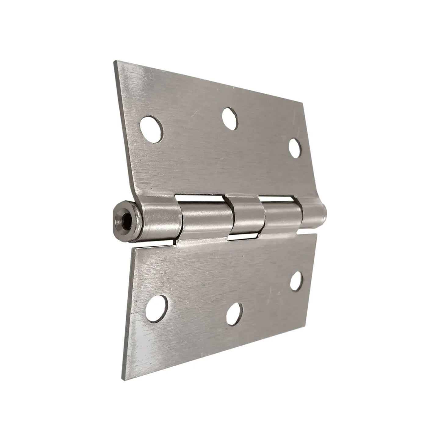 Bisagra de metal niquelado cepillado para puertas y armarios, herraje de fijación plateado resistente.
