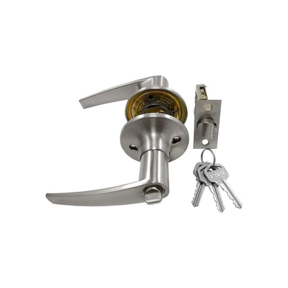 Cerradura de manija Dexter con llaves, acabado cromo satinado para puerta de recámara